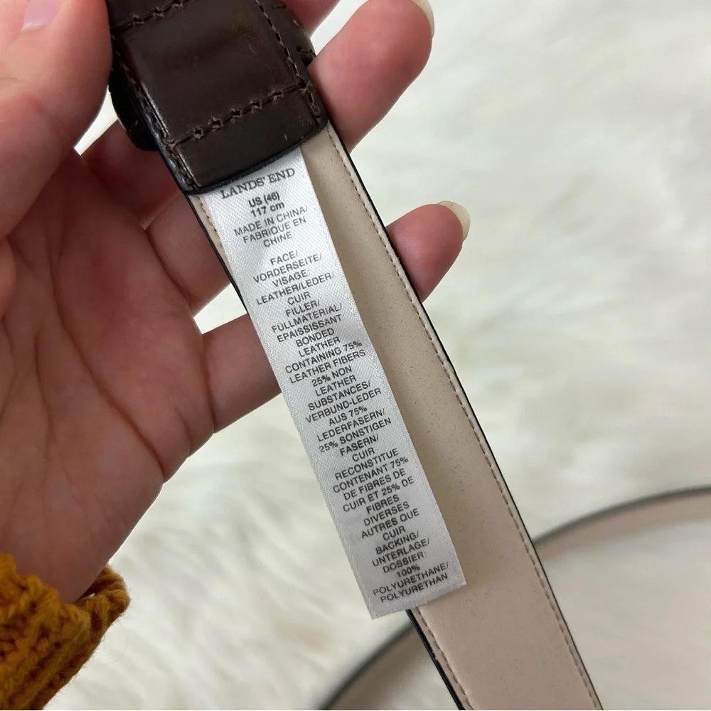 Lands’ End Men’s Dark Brown Leather Belt Size 46